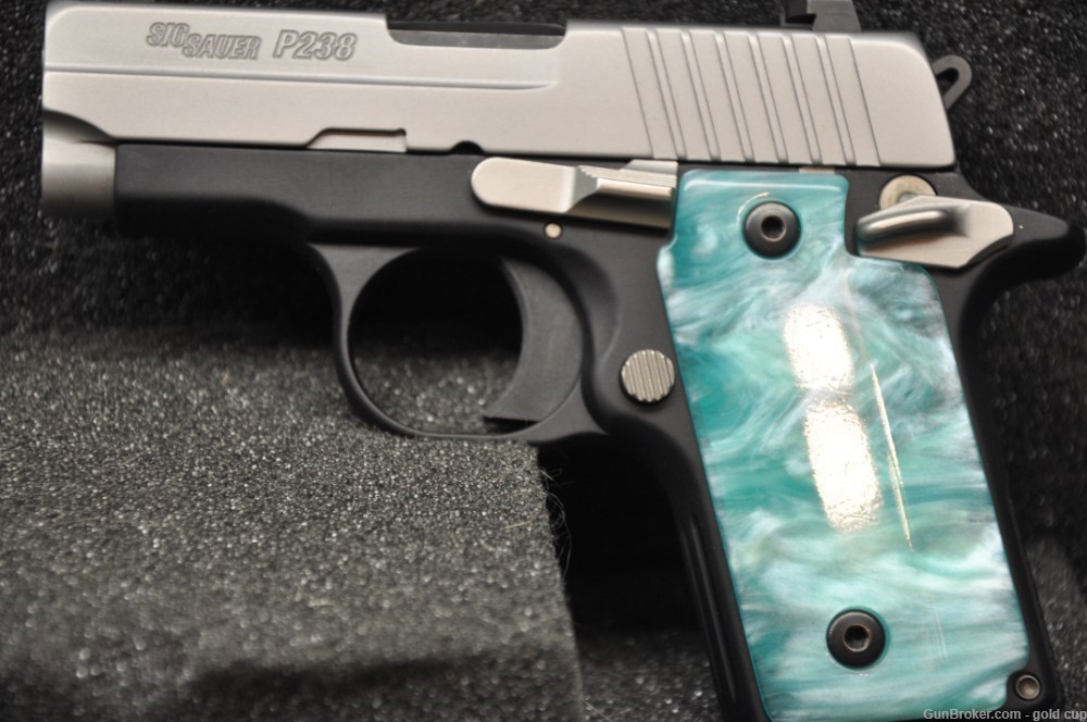 Sig P238 02 grips Faux Tiffany Blue Mother of Pearl-img-0