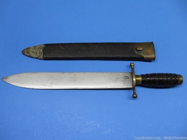CIVIL WAR ERA COLLINS & CO KNIFE WITH ORIGINAL SCABBARD (RARE)-img-0