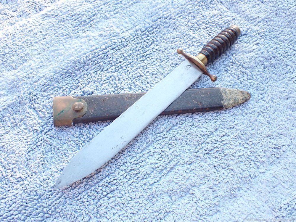 CIVIL WAR ERA COLLINS & CO KNIFE WITH ORIGINAL SCABBARD (RARE)-img-40