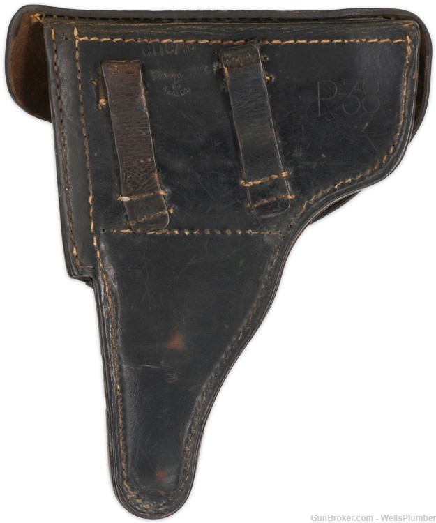 GERMAN WWII P38 HARDSHELL 1943 DATED LEATHER HOLSTER (EXCELLENT PLUS) -img-1