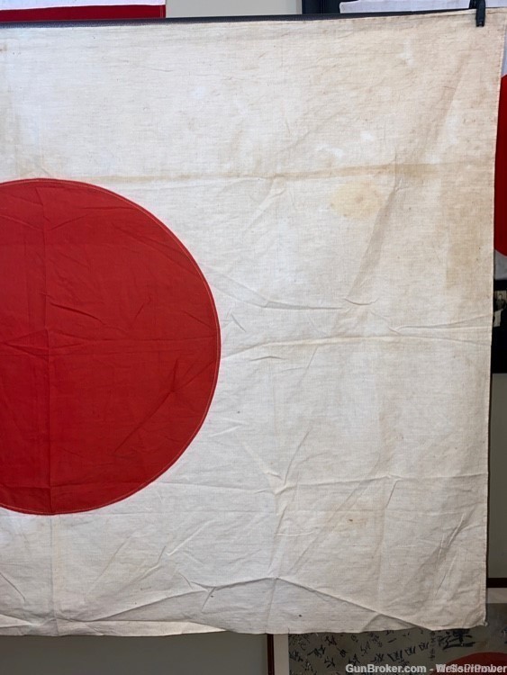 JAPANESE WWII LARGE MEATBALL HINOMARU FLAG WITH CORNER TIES 56" X 40" (RARE-img-18
