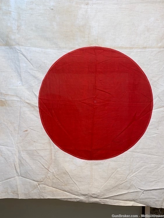 JAPANESE WWII LARGE MEATBALL HINOMARU FLAG WITH CORNER TIES 56" X 40" (RARE-img-16
