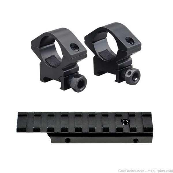 Picatinny Rail Mount w/ Scope Rings Fits 3/8" Dovetail on Remington 597-img-0