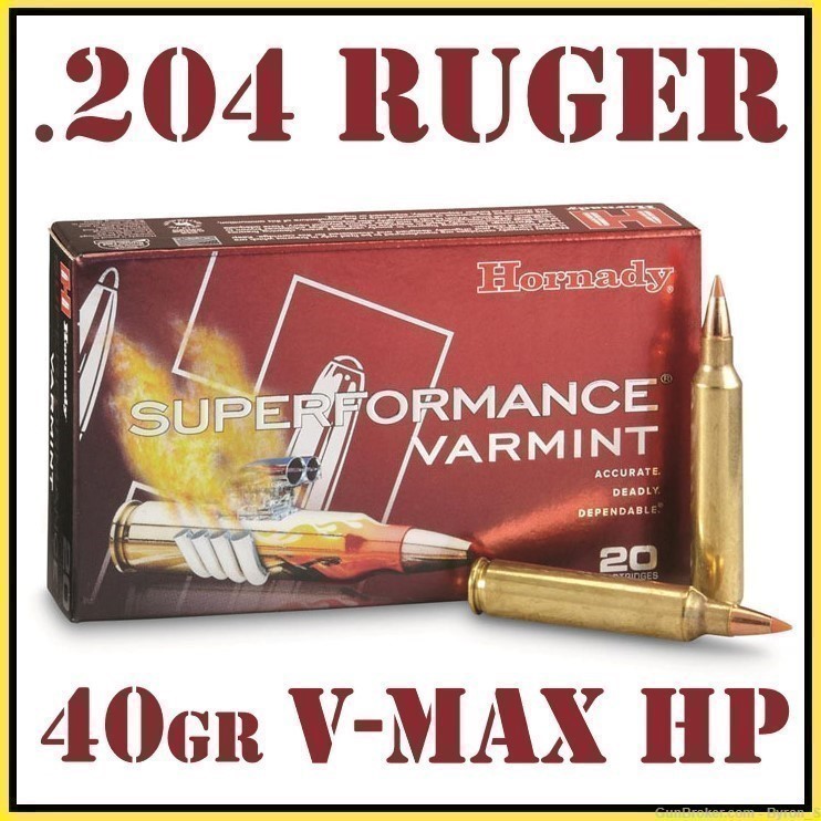 20rds Hornady Superformance™ V-Max .204 Ruger 40gr BT JHP 83206 + FAST SHIP-img-0