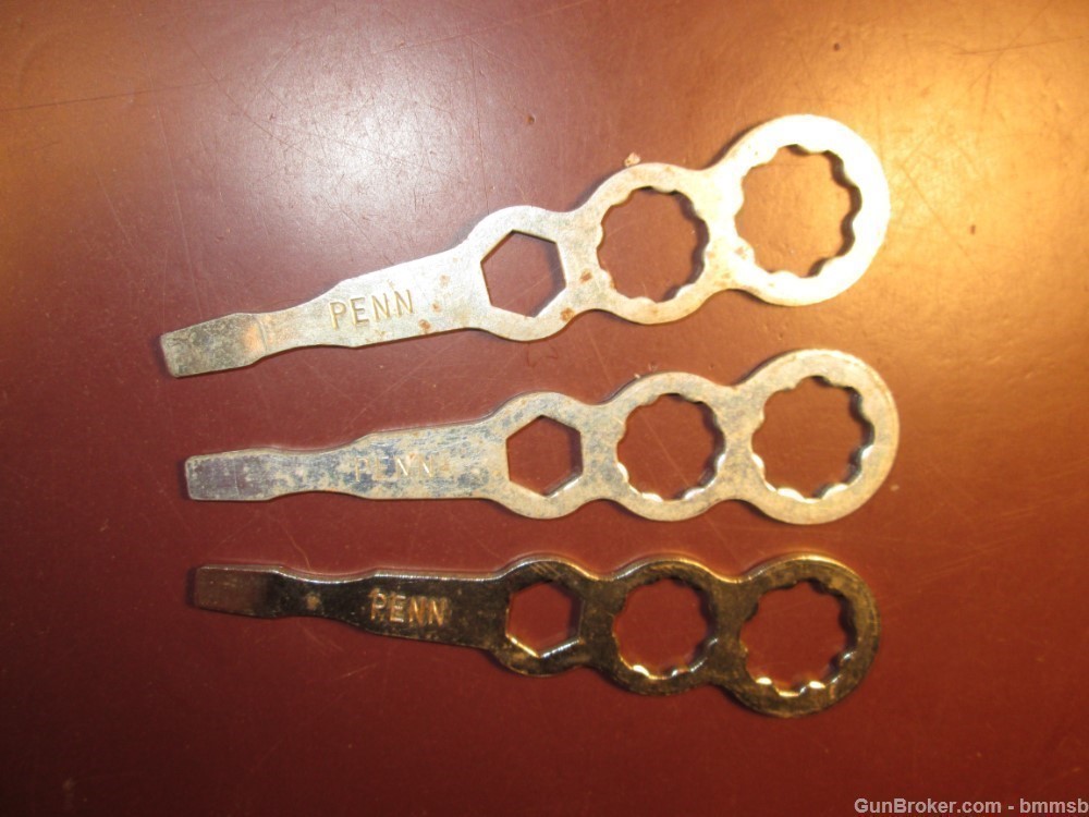 Three Vintage metal PENN Reel Wrenches, all Mkd-img-1