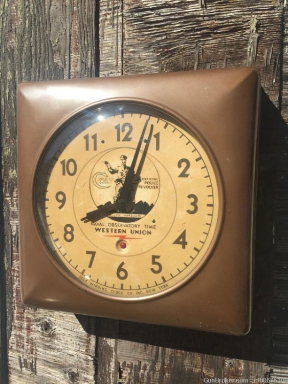 Colt Antique Western Union Naval Observatory Time Wall Clock-img-0