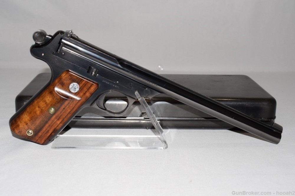 Exceptional Smith & Wesson 4th Model Straight Line Target Pistol 22LR W Tin-img-0