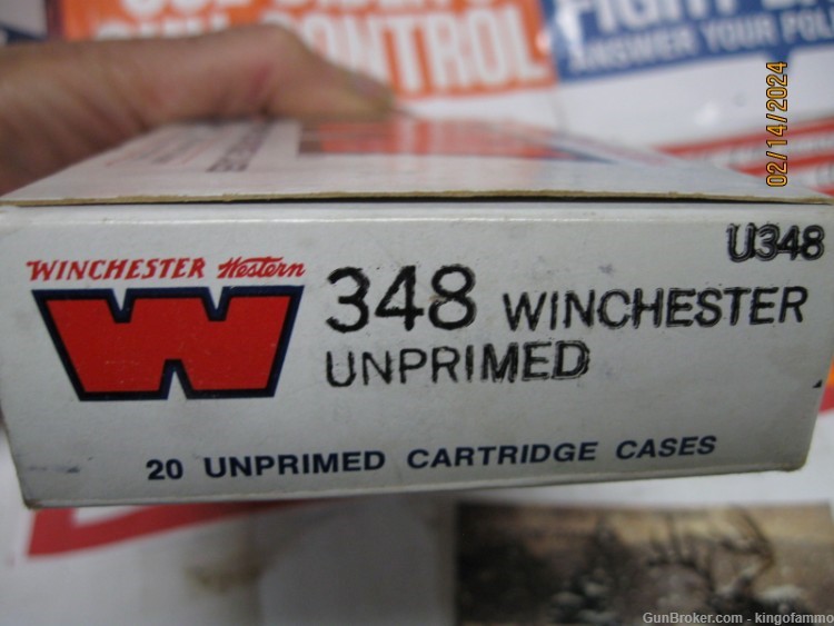 Factory Box 20 pcs 348 Winchester W-W Brass ; more new, others available-img-3