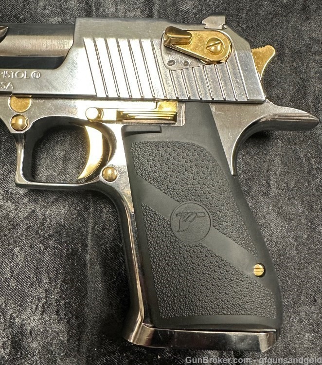 NEW CUSTOM 24KT GOLD/NICKEL PLATED MAGNUM RESEARCH DESERT EAGLE .50AE, 6IN.-img-2