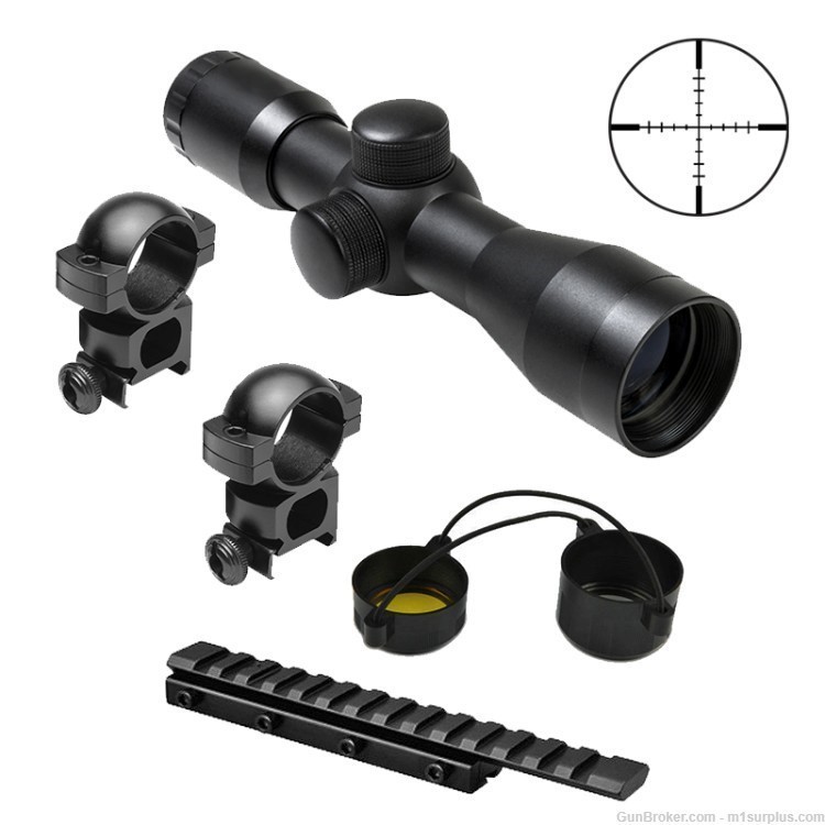 Compact 4x30 Rifle Scope + Mount fits 3/8 Dovetail Grooves on 22 Rifles-img-0