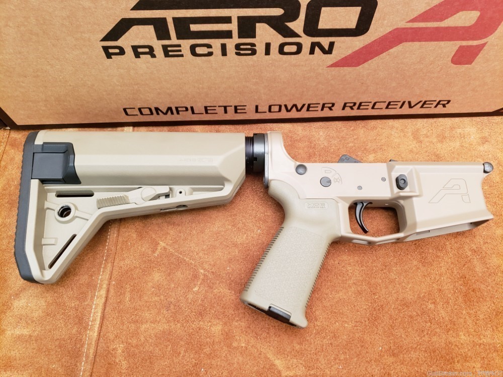 Aero Precision M4E1/AR15 FDE Complete Lower MOE Grip SL-S Carbine Stock -img-0