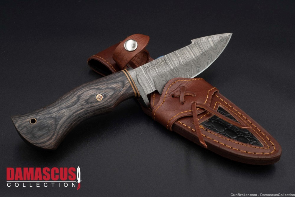Damascus Steel Hunting Knife 10-inch Blade-img-0