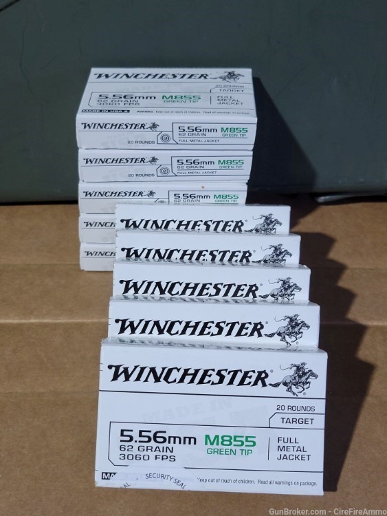 Winchester 5.56 Greentip M855 ammo (200 rounds) 223-img-1