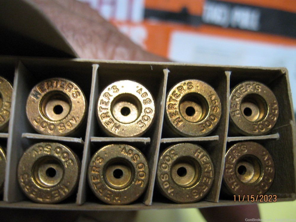 300 Savage 20 pcs NEW Sako Made Herter's Box Brass; have other cals too-img-3