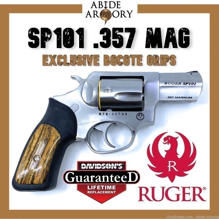 Ruger SP101 357 Magnum Exclusive Bocote Grips New 736676057184 5718-img-0