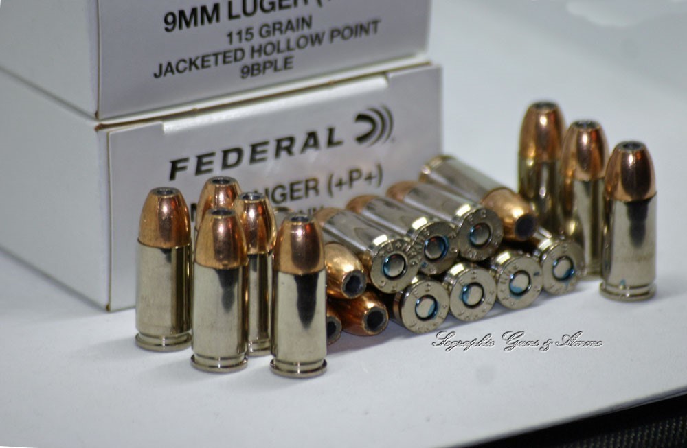9MM +P+ JHP +P+ FEDERAL LAW ENFORCEMENT 9 MM AMMO 115 Gr JHP 50 Rounds-img-0