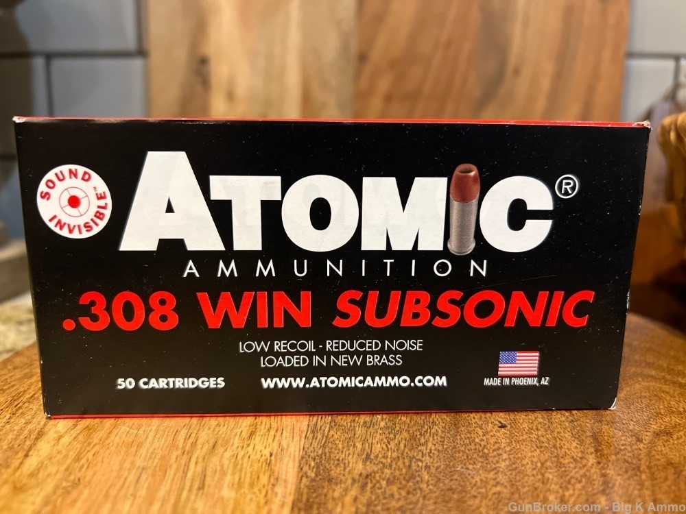 Atomic Ammo 308 win Subsonic 175 gr HPBT 50 Rounds low noise reduced recoil-img-0