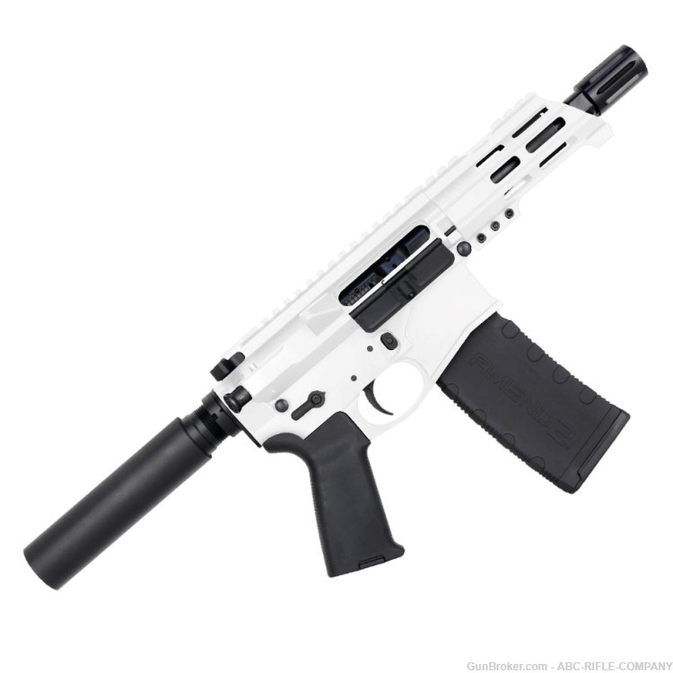 AR15 Micro .300 Pistol Billet Upper/ Lower 5" Barrel M-Lok Handguard-White-img-0
