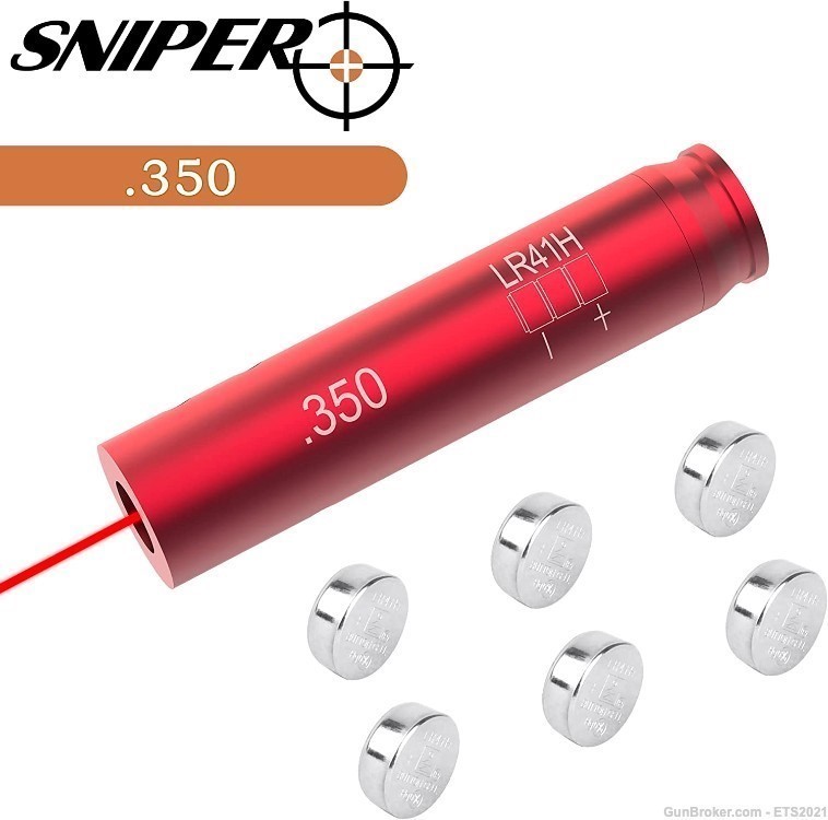 .350 Legend Bore Sight, Red Laser Boresighter with 6 Batteries-img-0