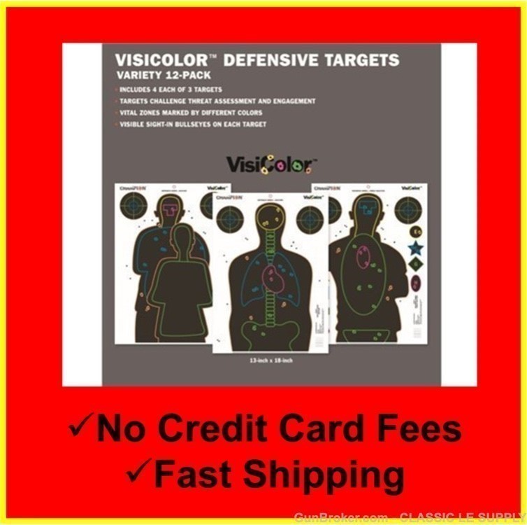 Champion Visicolor Shooting Targets 12 Pck 12"x18" Silhouette Body Hostage -img-2