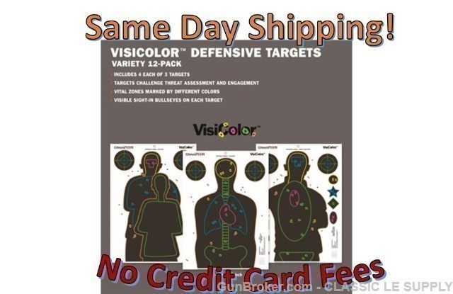 Champion Visicolor Shooting Targets 12 Pck 12"x18" Silhouette Body Hostage -img-1