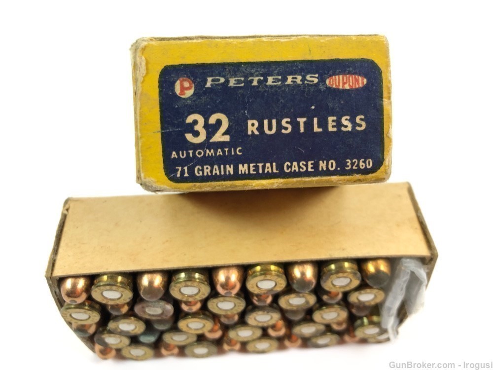 Peters .32 Automatic 71 Gr Metal Case Bullet Vintage Box 46 Rounds-img-1