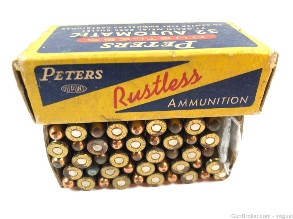 Peters .32 Automatic 71 Gr Metal Case Bullet Vintage Box 46 Rounds-img-4