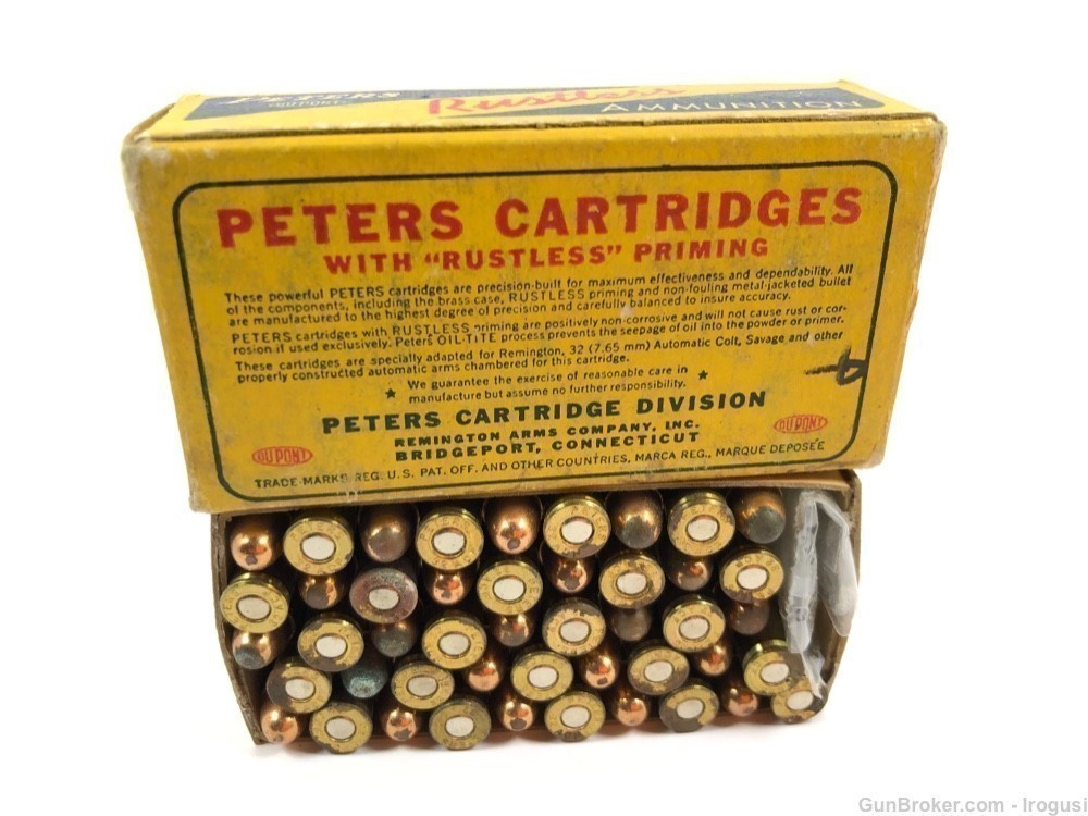 Peters .32 Automatic 71 Gr Metal Case Bullet Vintage Box 46 Rounds-img-5