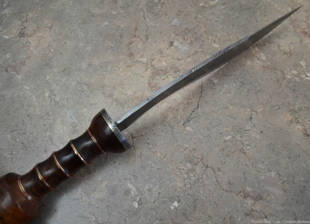 Custom Made Damascus Steel Hunting Kukri With Rose Wood Handle (BK 11)-img-8