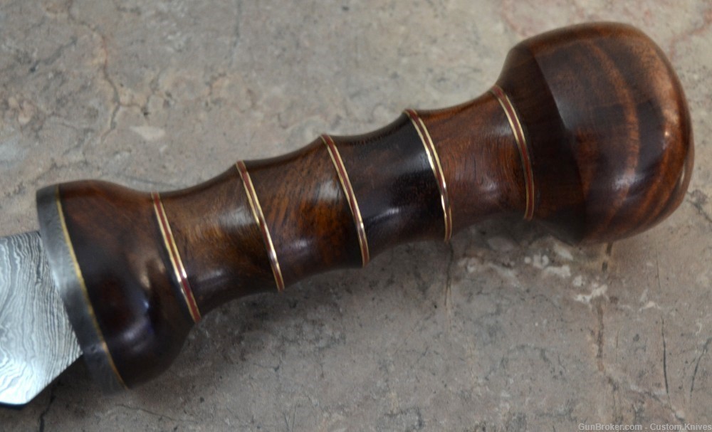 Custom Made Damascus Steel Hunting Kukri With Rose Wood Handle (BK 11)-img-2