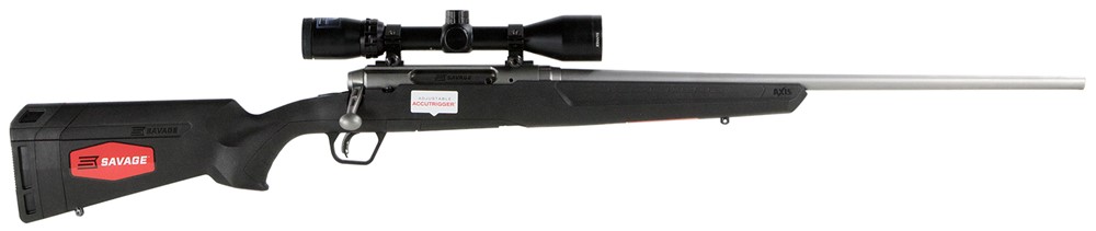 Savage 7mm-08 Rem 4+1, 22 Barrel, Stainless, Black Synthetic Stock, Bushnel-img-1