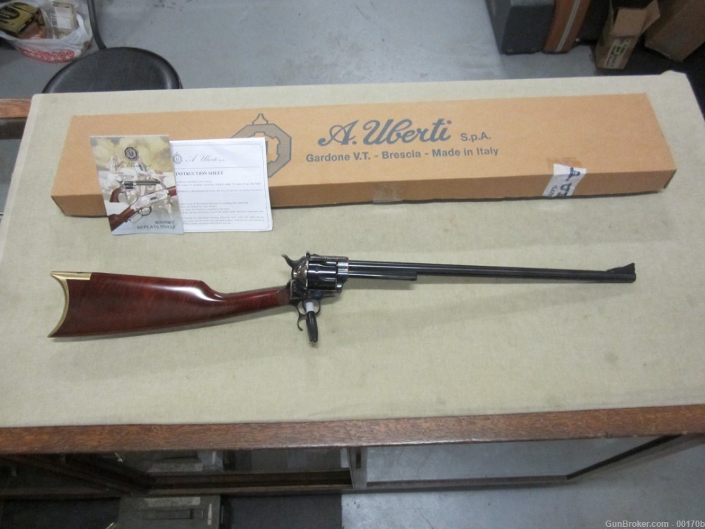 A. Uberti CATTLE CARBINE Revolver 45 COLT 18'' Barrel as NEW in BOX NICE-img-0