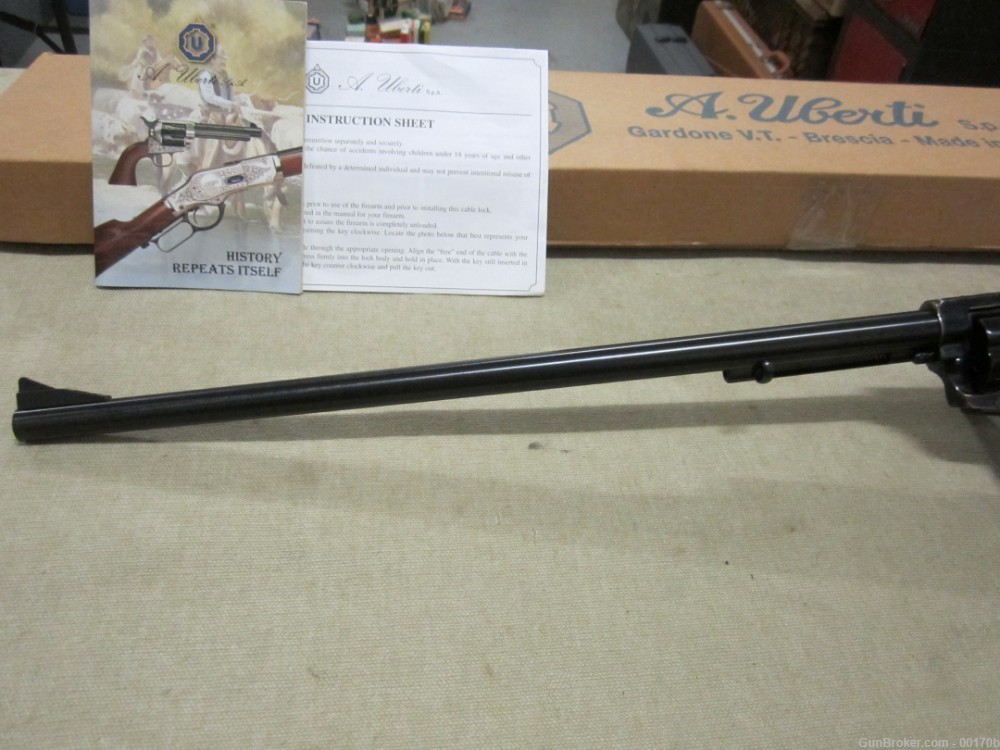 A. Uberti CATTLE CARBINE Revolver 45 COLT 18'' Barrel as NEW in BOX NICE-img-8