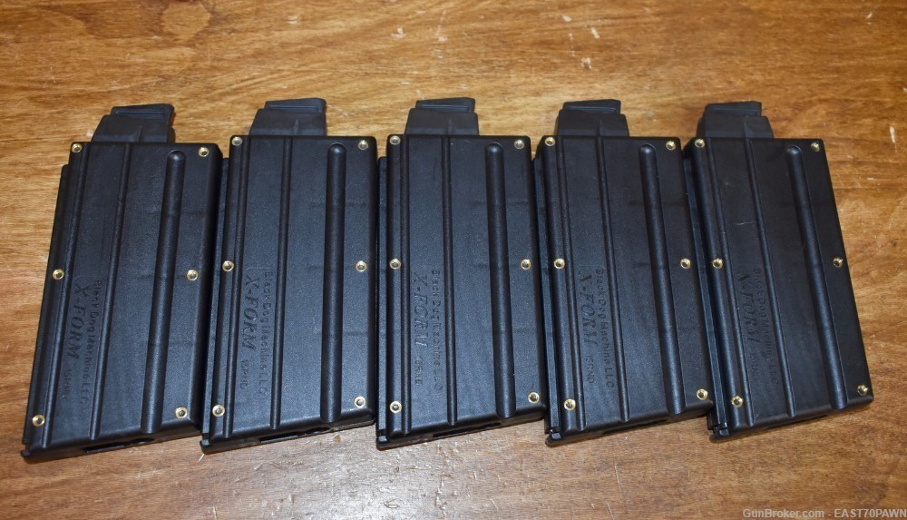 Lot of (5) Black Dog Machine X-Form AR-15 .22 LR 15-RD Magazines Black/Nylo-img-0