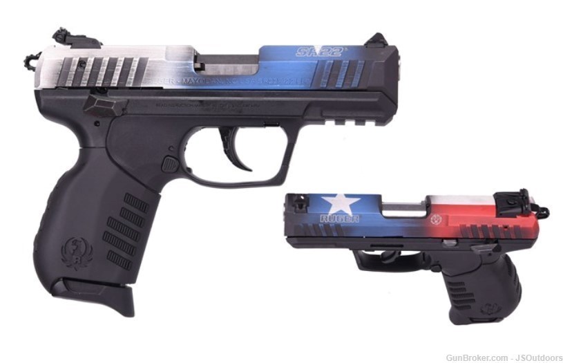 Ruger SR22 .22LR 3.5" Bbl Texas Flag Cerakote/Black 10 Rd Semi Auto Pistol-img-0
