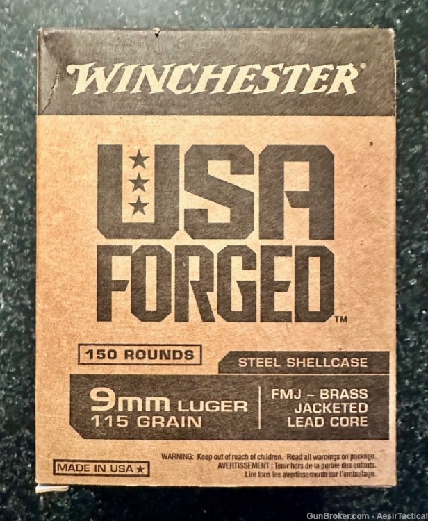 Winchester 9mm 115gr FMJ steel case 150 rounds-img-0