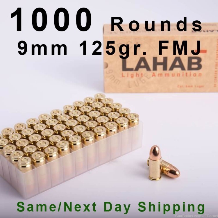 9mm 124gr. FMJ Ammo - 1000 Rounds-img-0