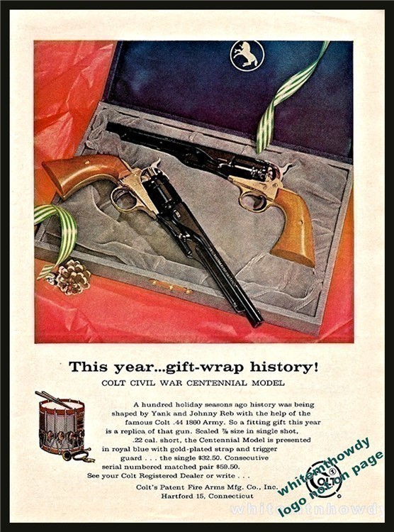 1961 COLT Civil War Centennial Model Revolver PRINT AD-img-0