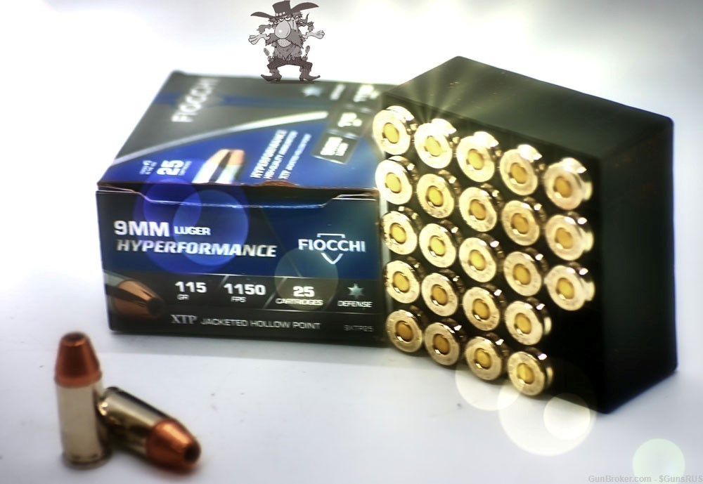 9 MM XTP FIOCCHI 9mm 115 Grain HYPERFORMANCE XTP Jacket Hollow Point 25 RDS-img-1