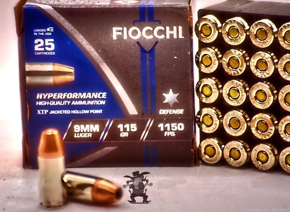 9 MM XTP FIOCCHI 9mm 115 Grain HYPERFORMANCE XTP Jacket Hollow Point 25 RDS-img-3