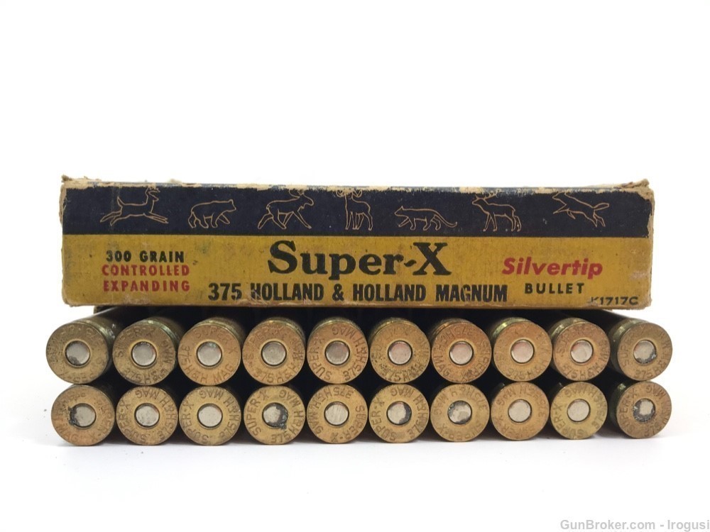 Western Super-X .375 H&H Mag GRIZZLY BEAR 300 Gr SILVERTIP Full Box 856-NP-img-1
