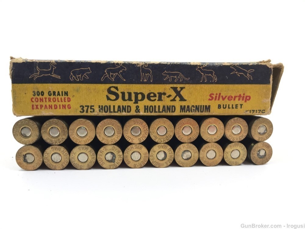 Western Super-X .375 H&H Mag GRIZZLY BEAR 300 Gr SILVERTIP Full Box 856-NP-img-3