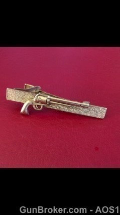 Vintage Brass Plated Revolver Tie Clasp-img-3