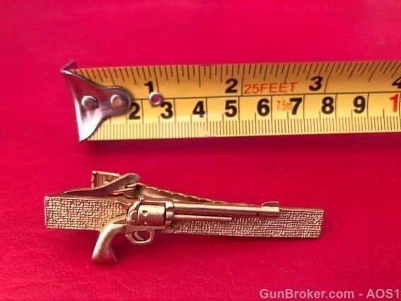 Vintage Brass Plated Revolver Tie Clasp-img-1