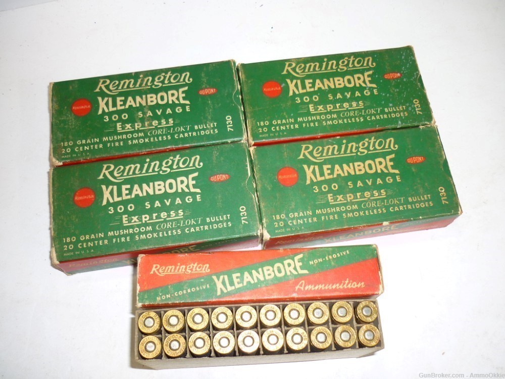 20rd - KLEANBORE 300 SAVAGE - Remington - 180gr Mushroom - Late 1950s-img-0