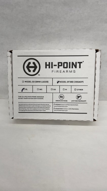 Hi-Point .380 Blowback 3.5" Barrel 8+1 Capacity 3 dot sight +P Rated -img-5