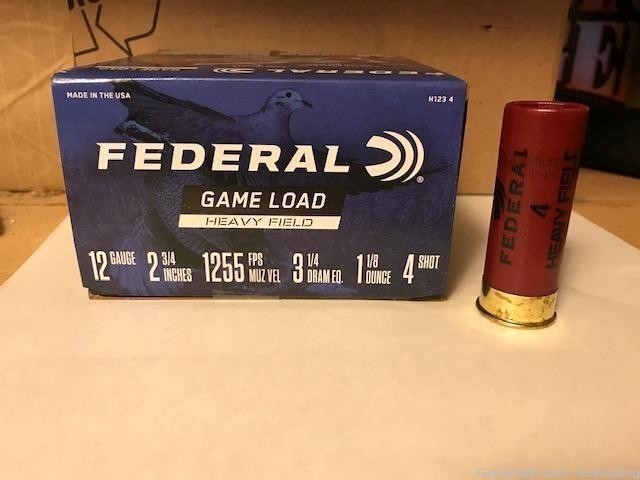 Federal H1234 12ga 2 3/4in 1 1/8oz 4shot 250 Rounds-img-0