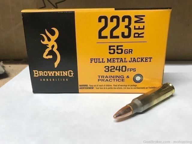 Browning 223 Rem 55gr FMJ 500 Rounds-img-0