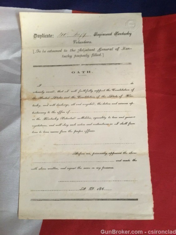 Civil War Union Army Oath of Loyalty form 40th Kty.-img-3
