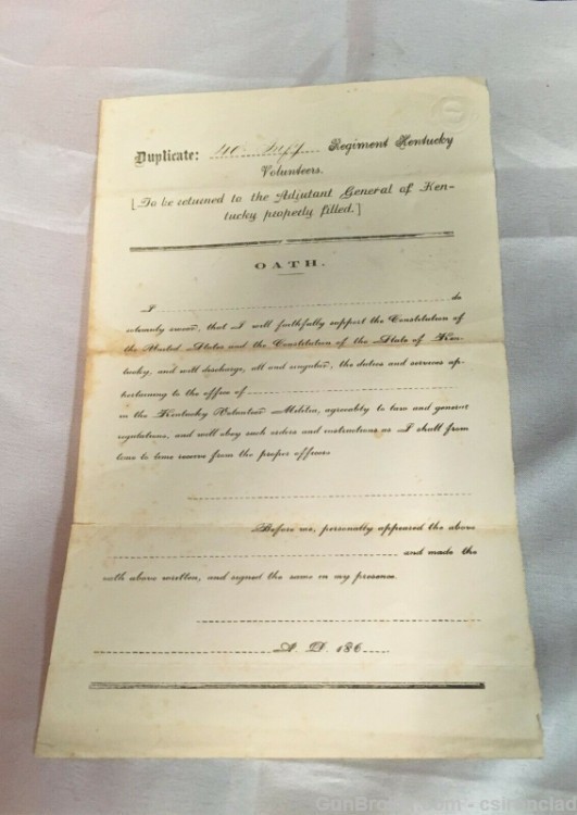 Civil War Union Army Oath of Loyalty form 40th Kty.-img-0